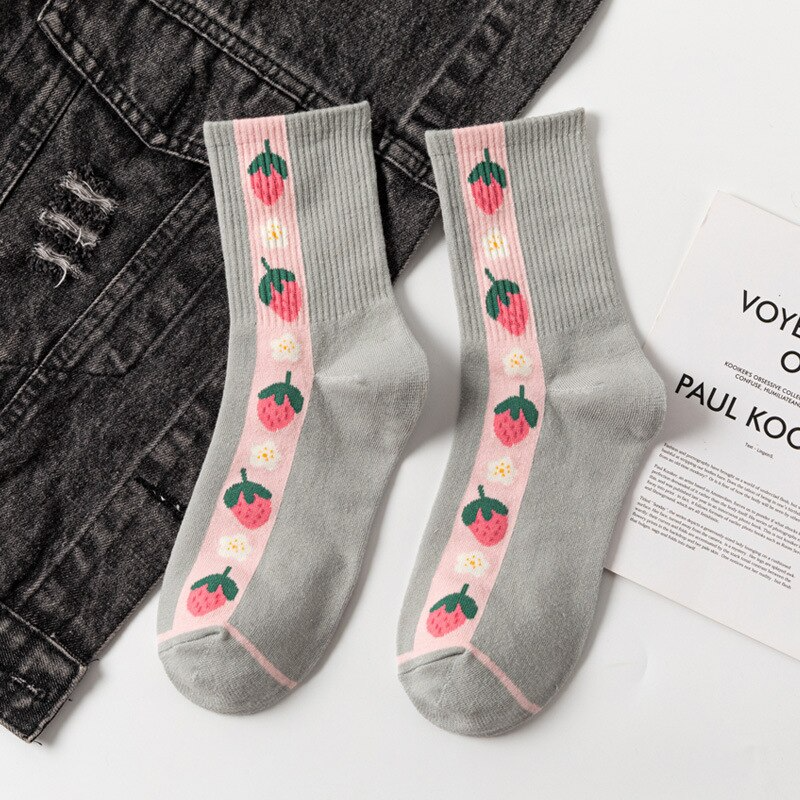 Ribbed Fruit Crew Socks (5 Designs)