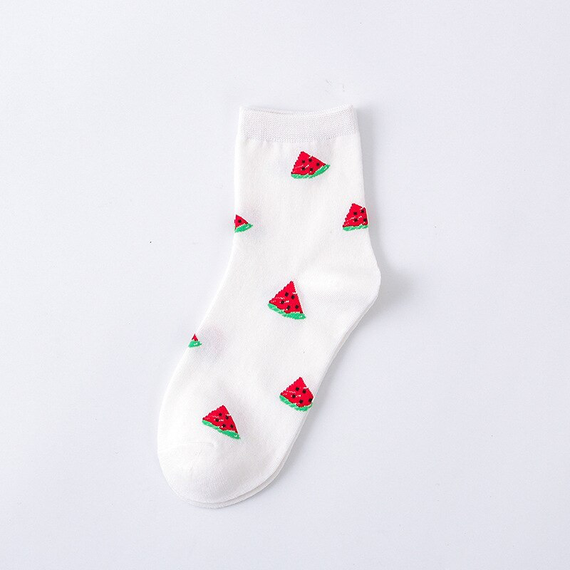 White Fruit Pattern Ankle Socks (5 Designs) - Ice Cream Cake