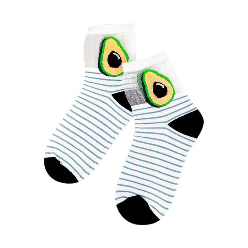 Transparent Fruit Stripe Crew Socks (5 Designs)
