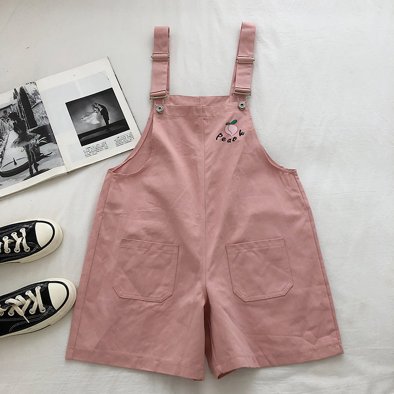 Peach Embroidery Overall Shorts (4 Colours)