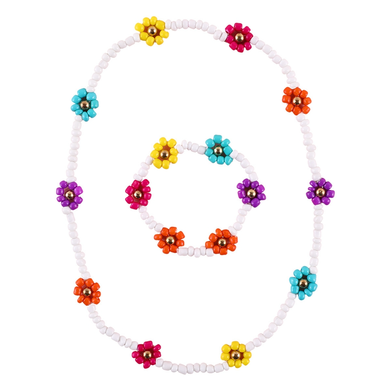 Flower Beads Necklace and Bracelet Set (5 Colours)