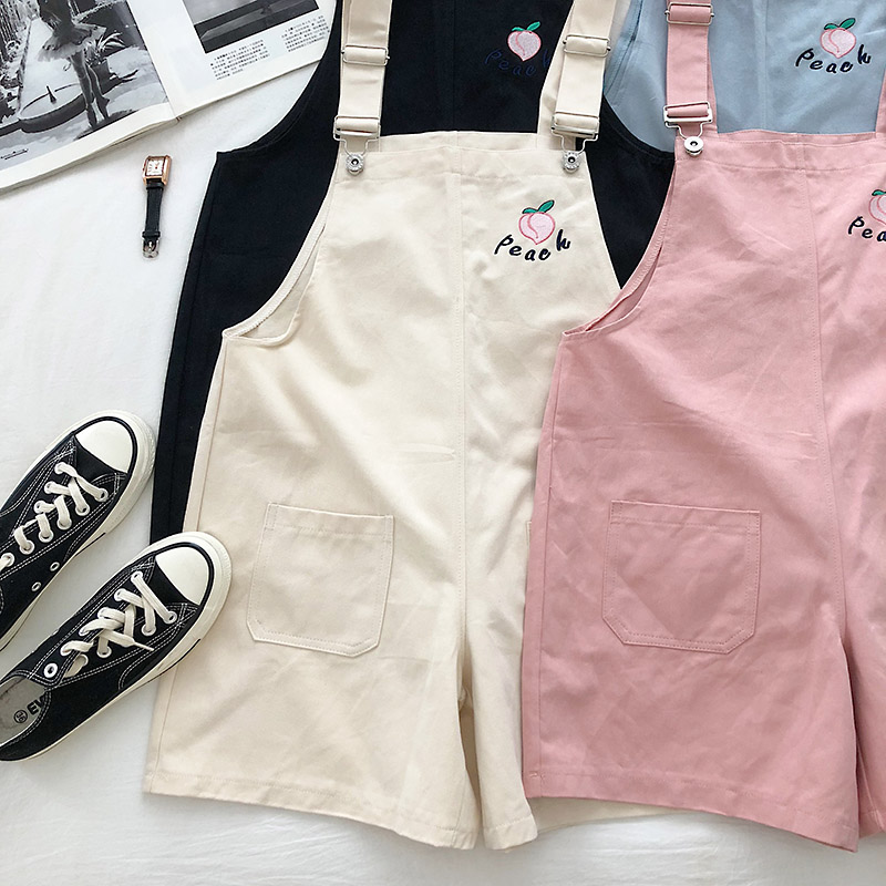 Peach Embroidery Overall Shorts (4 Colours)