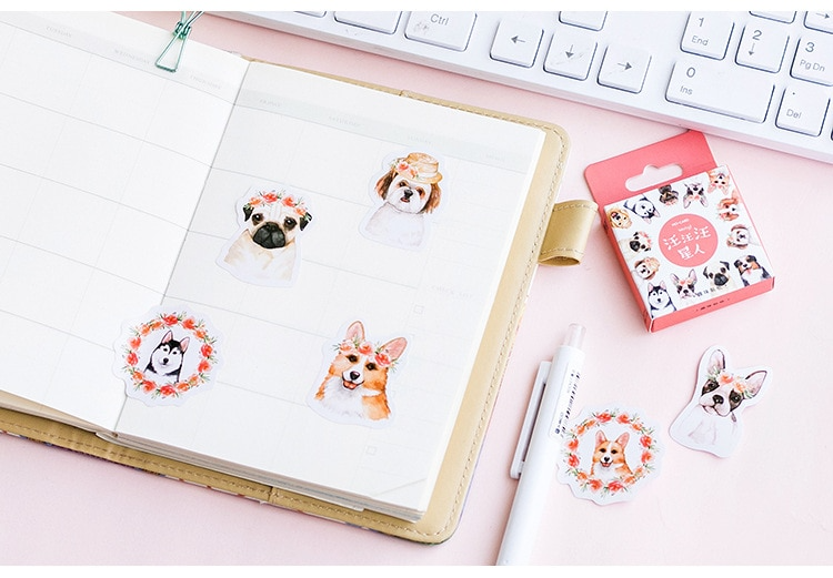 Flower Puppy Sticker Set (45 Stickers)