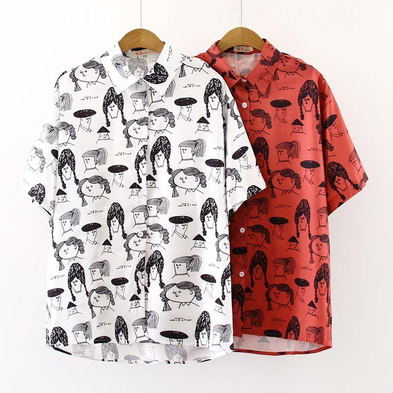 Cartoon Face Pattern Blouse