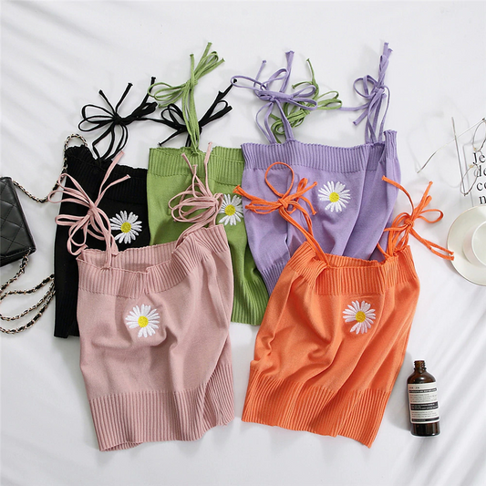 Daisy Embroidery Knit Top (9 Colours)