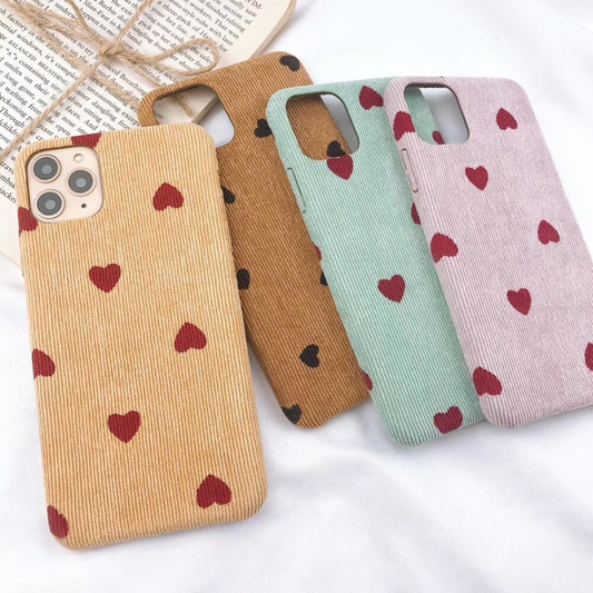 Corduroy Hearts Pattern iPhone Case (4 Colours)