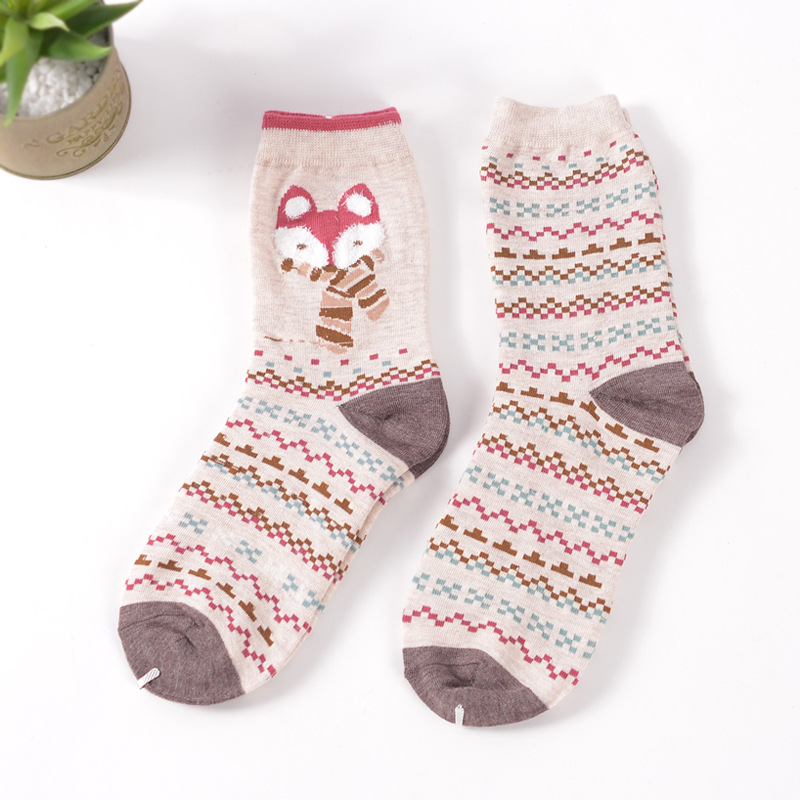 Winter Fox Crew Sock Set (set of 2 pairs) - Ice Cream Cake