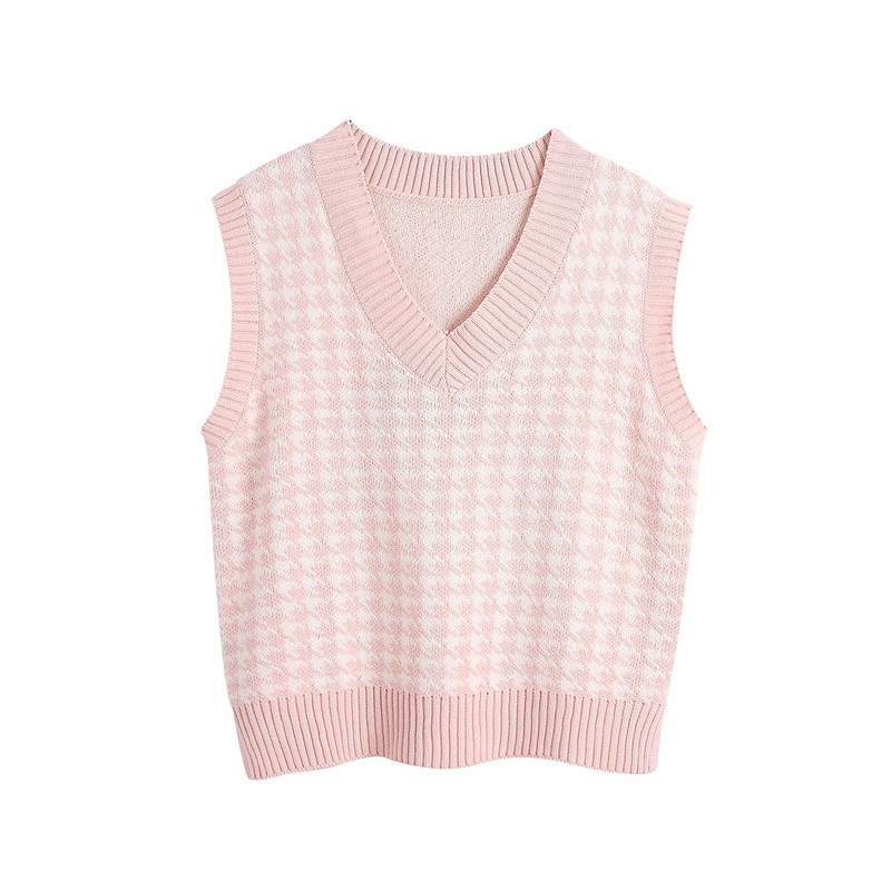 V-Neck Houndstooth Sweater Vest (7 colours)