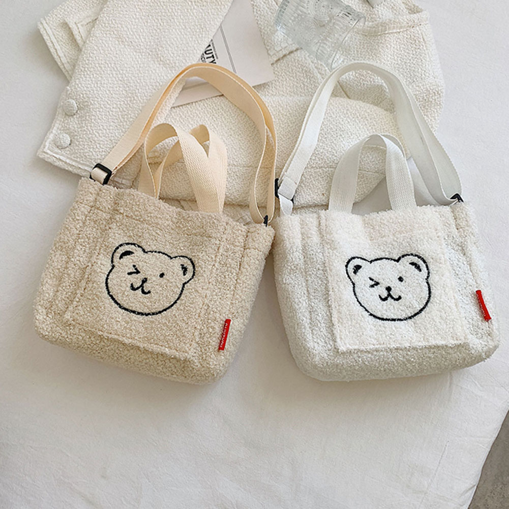 Embroidered Smiling Teddy Bear Bag (4 Colours)