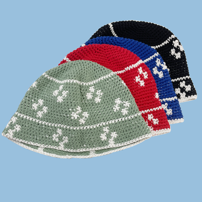 Crochet Floral Pattern Bucket Hat (4 Colours)
