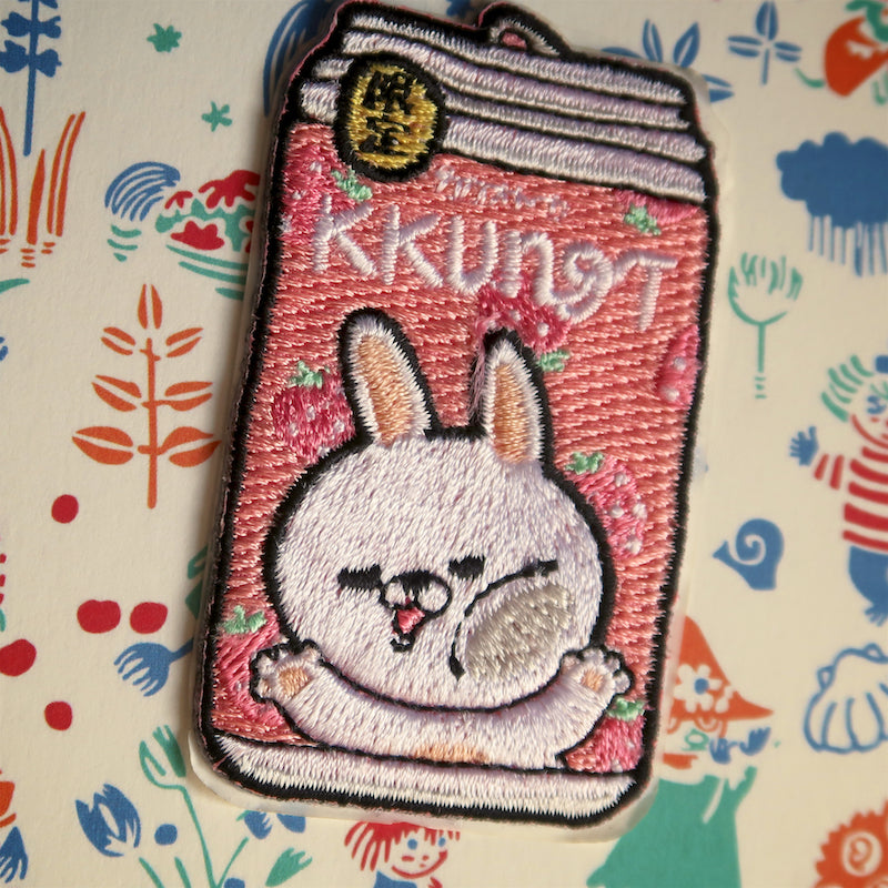 Bunny Strawberry Soda Iron-On Patch - Ice Cream Cake