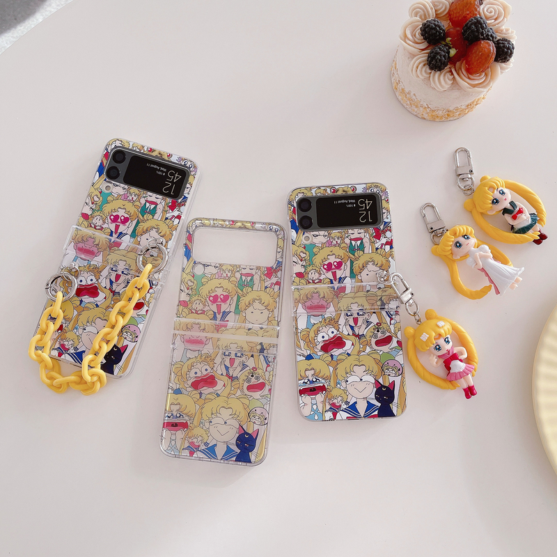 Sailor Scouts Galaxy Z Flip Phone Case With Figurine Charm or Strap