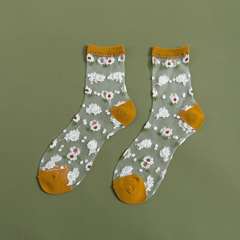 Transparent Daisy Ankle Socks (7 Colours) - Ice Cream Cake