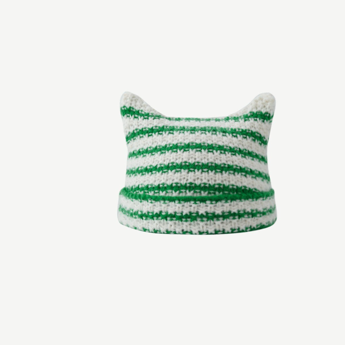 Crochet Striped Kitty Ear Beanie Hat (10 Colours)