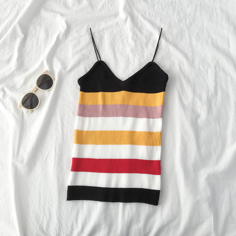 Gelato Stripe Knit Spaghetti Strap Tank (4 Colours) - Ice Cream Cake