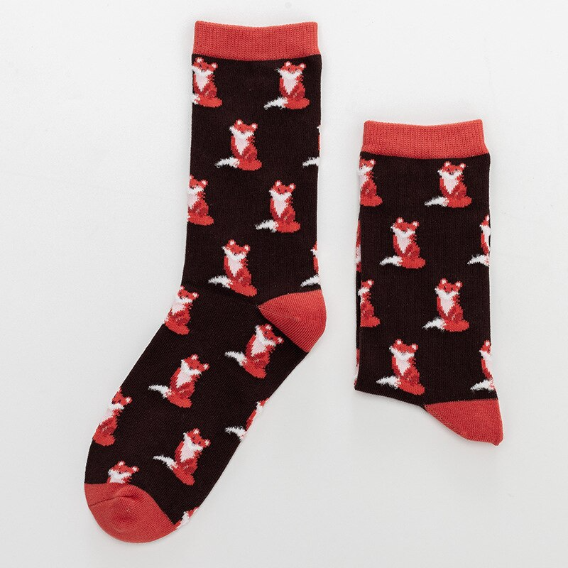 Fox Pattern Crew Socks