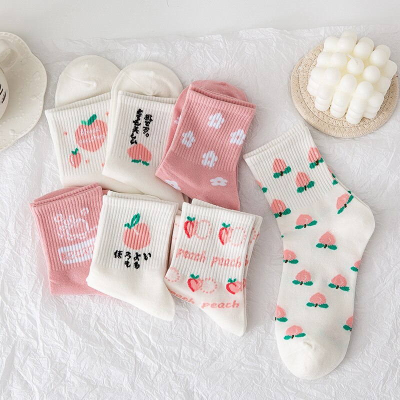 Pink Peach Party Crew Socks (7 Designs)