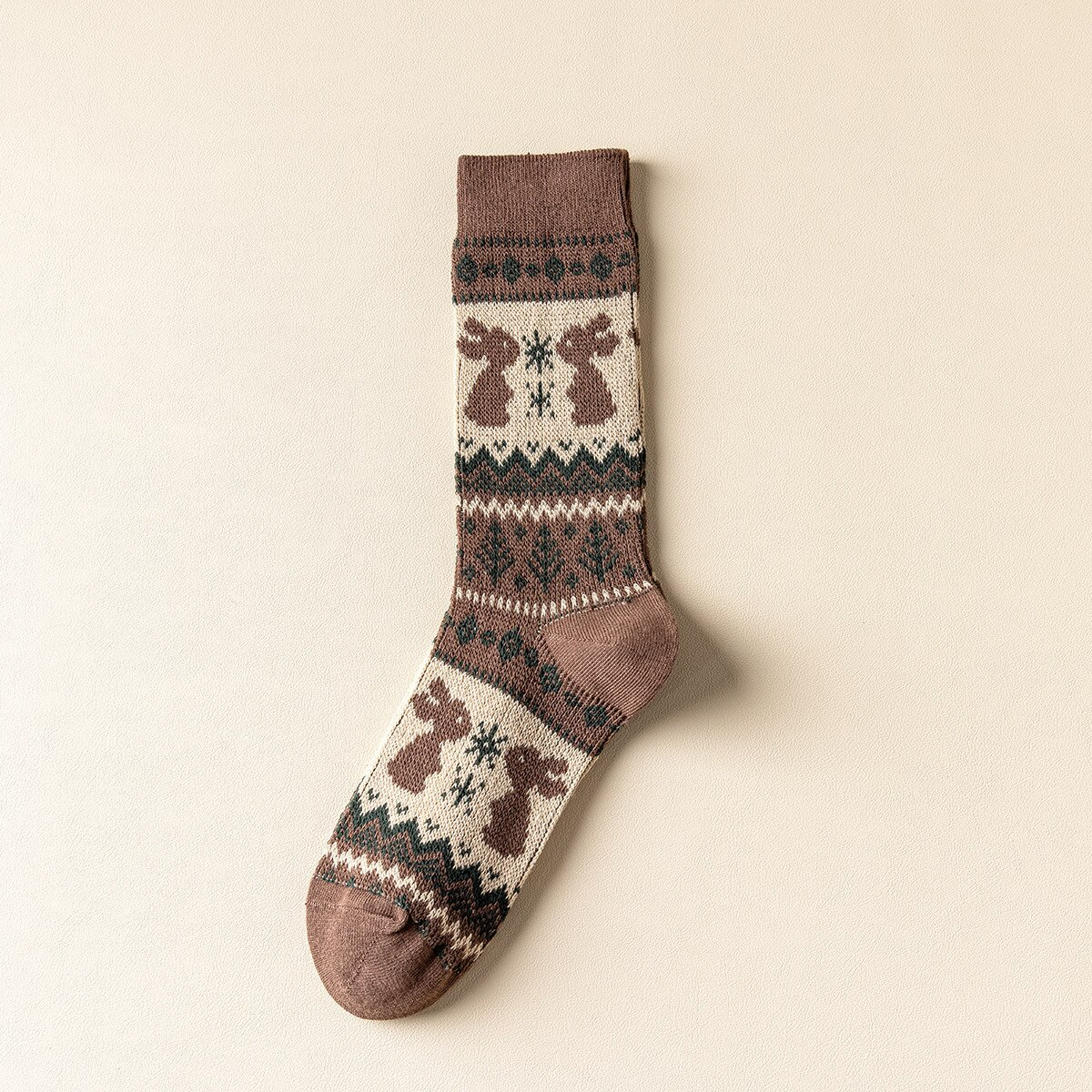 Fair Isle Bunny Crew Socks (4 Colours)