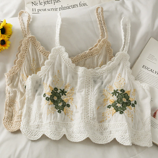 Floral Embroidery Crop Top (2 Colours)