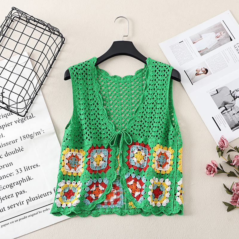 Pop Colour Crochet Flower Vest (4 Colours)