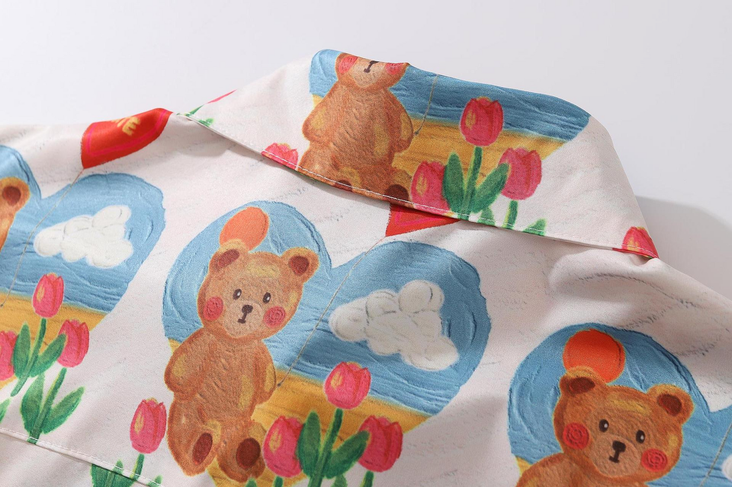 Cute Teddy Bear Short Sleeved Blouse