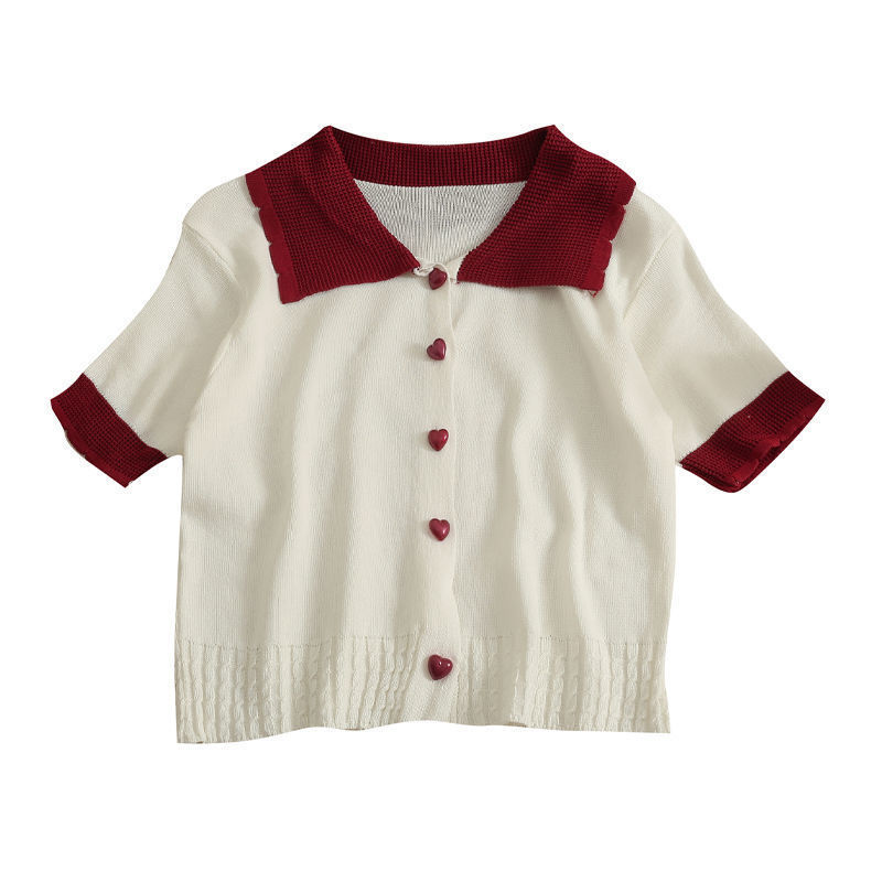 Heart Button-up Polo Top (4 Colours)