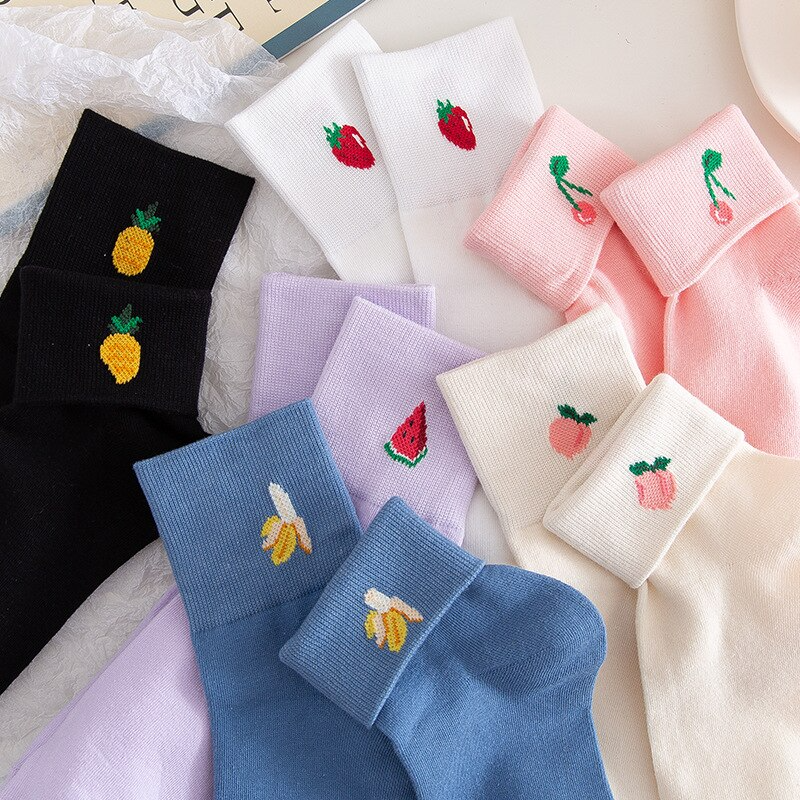 Foldover Fruit Crew Socks (6 Designs)