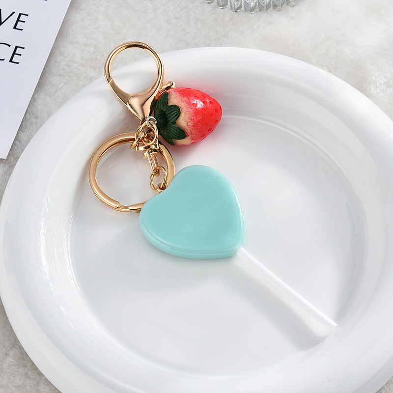 Heart Shaped Lollipop Clip Charm Keyring (4 Colours)