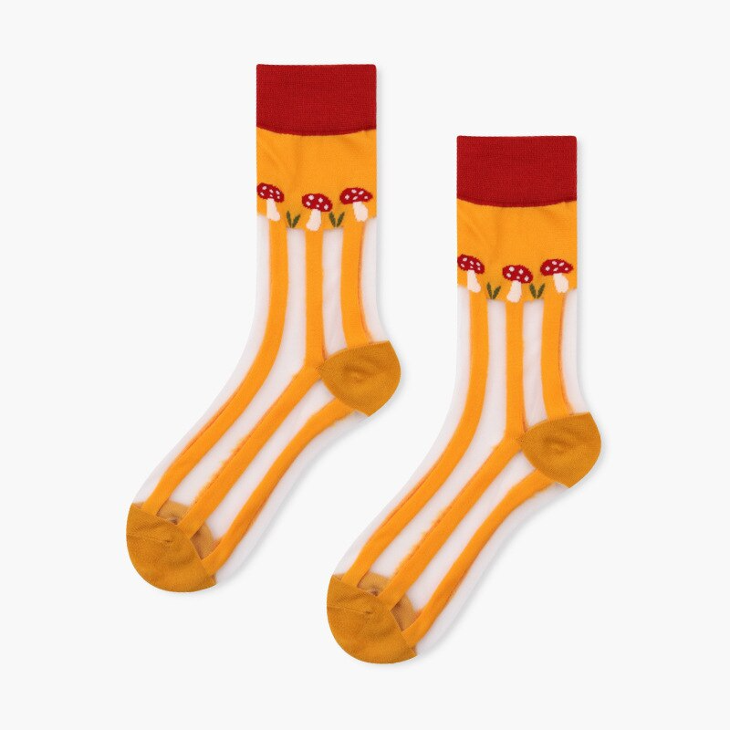 Sheer Mushroom Forest Crew Socks