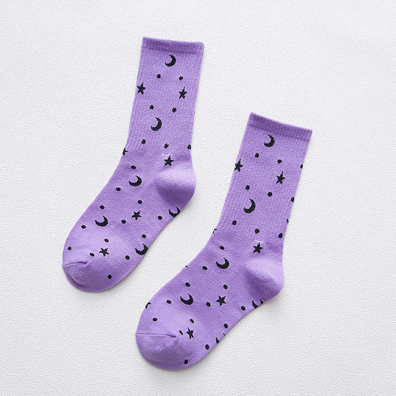 Star and Moon Pattern Socks (3 Colours) - Ice Cream Cake