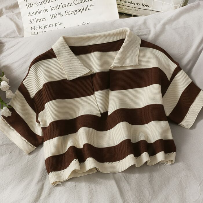 Cropped Stripe Polo Shirt (8 Colours)