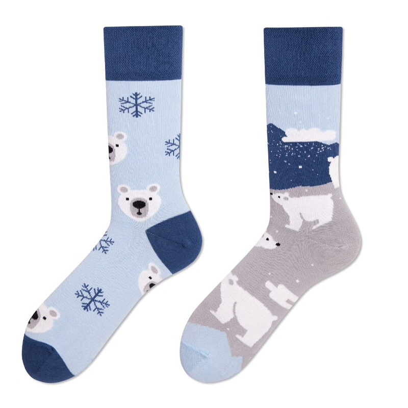 Mismatched Ankle Socks: Polar Bears - Ice Cream Cake