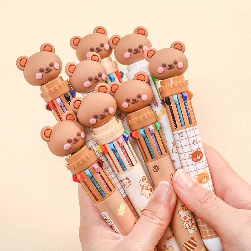 10 Colour Teddy Bear Pen (4 Designs)