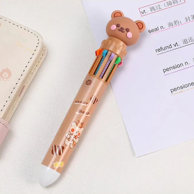10 Colour Teddy Bear Pen (4 Designs)