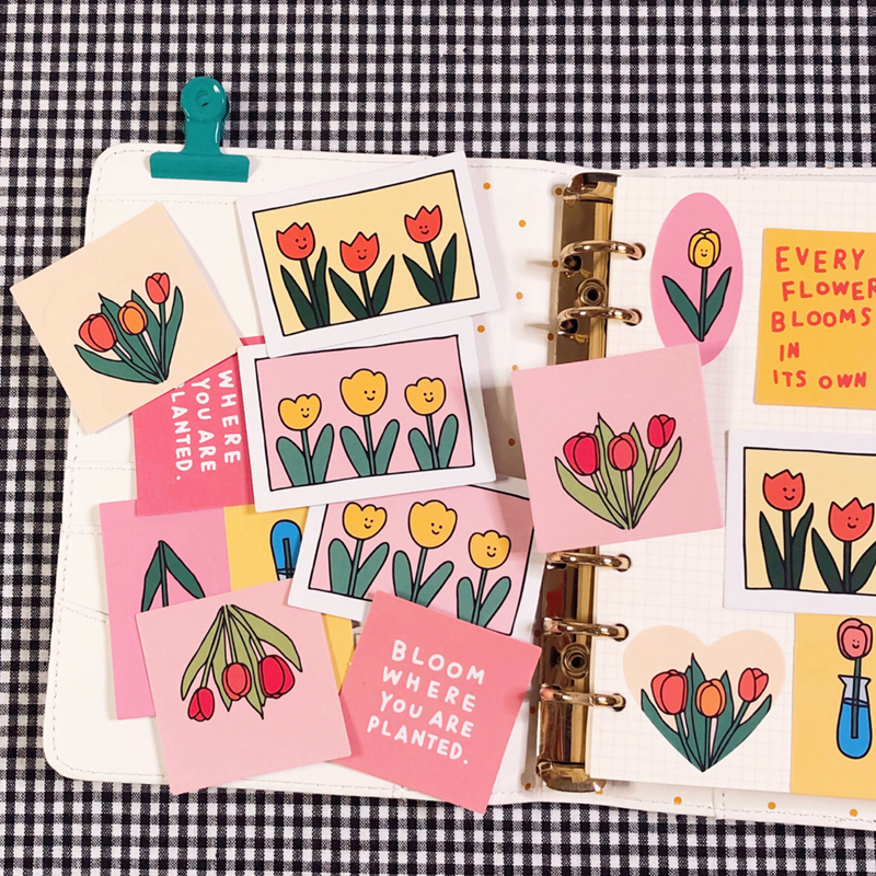 Retro Tulips Sticker Pack (14pcs)