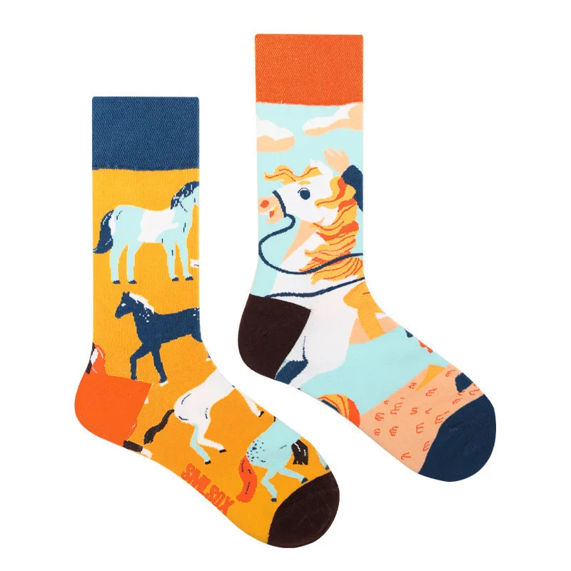 Mismatched Horse Crew Socks