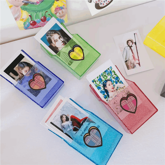 Argyle Heart Glitter Photo Card Storage Case (6 colors)