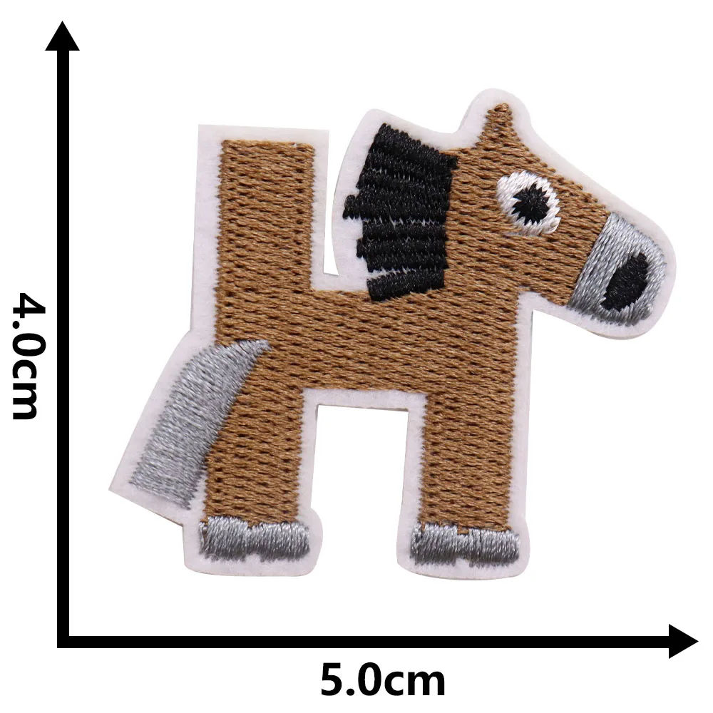 Horse-shaped patch with dimensions on a white background