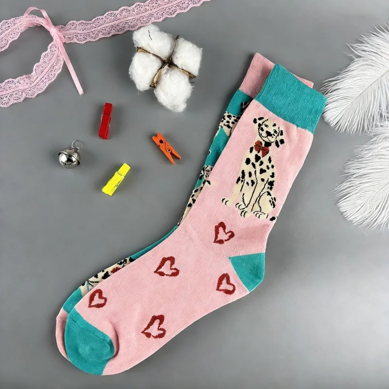 Mismatched Dalmatian Crew Socks - Ice Cream Cake