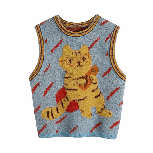 Baguette Cat Sweater Vest