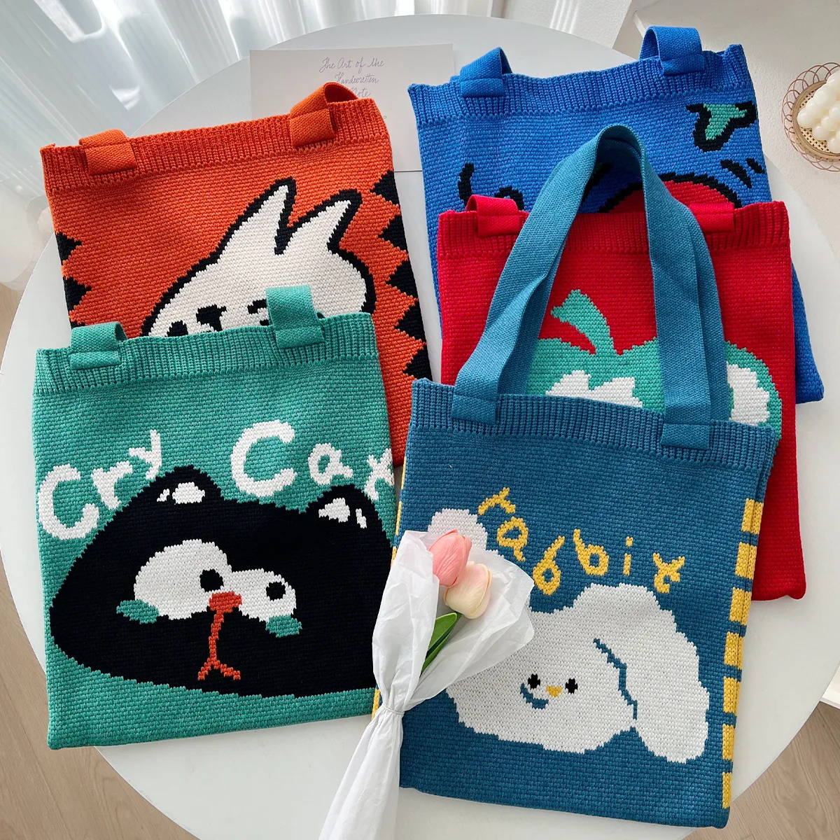 Knitted Bunny Tote (5 Designs) - Ice Cream Cake