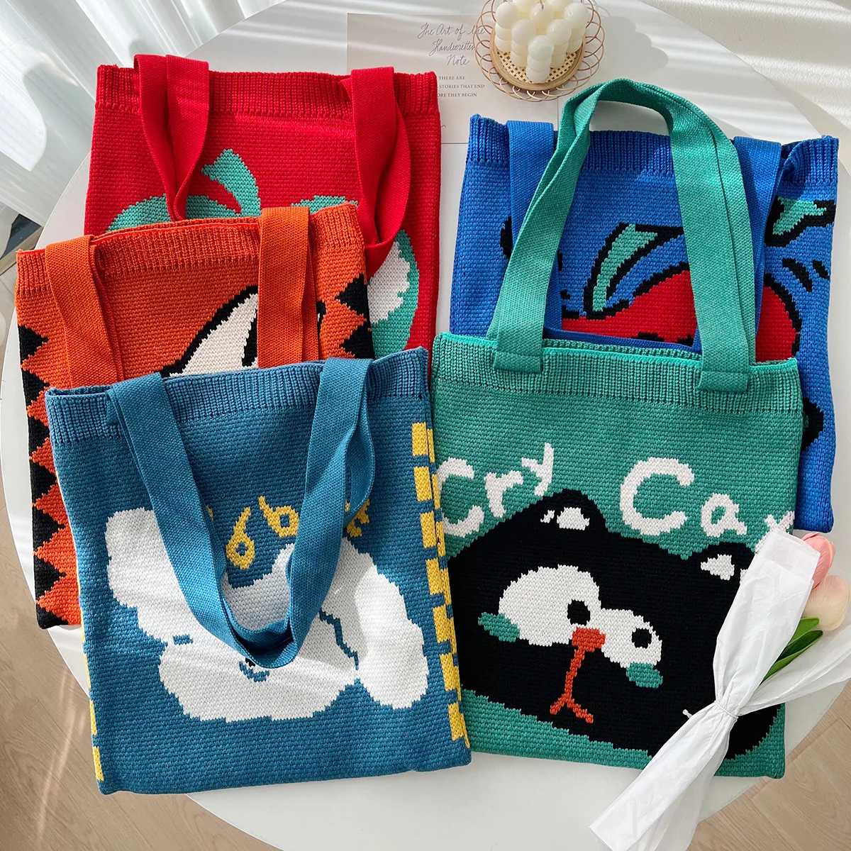 Knitted Bunny Tote (5 Designs) - Ice Cream Cake