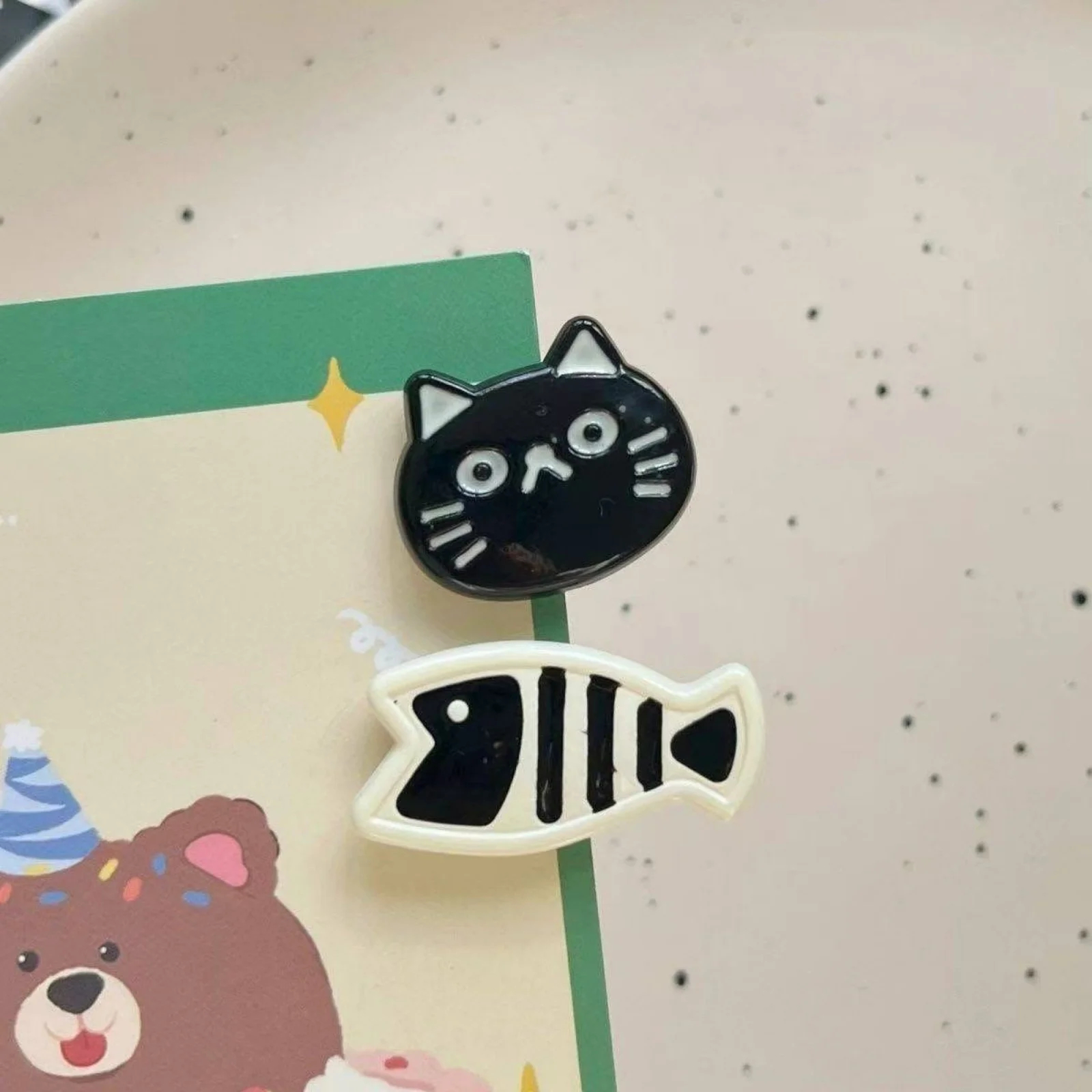 Fish and Cat Mini Hair Clip Set - Ice Cream Cake