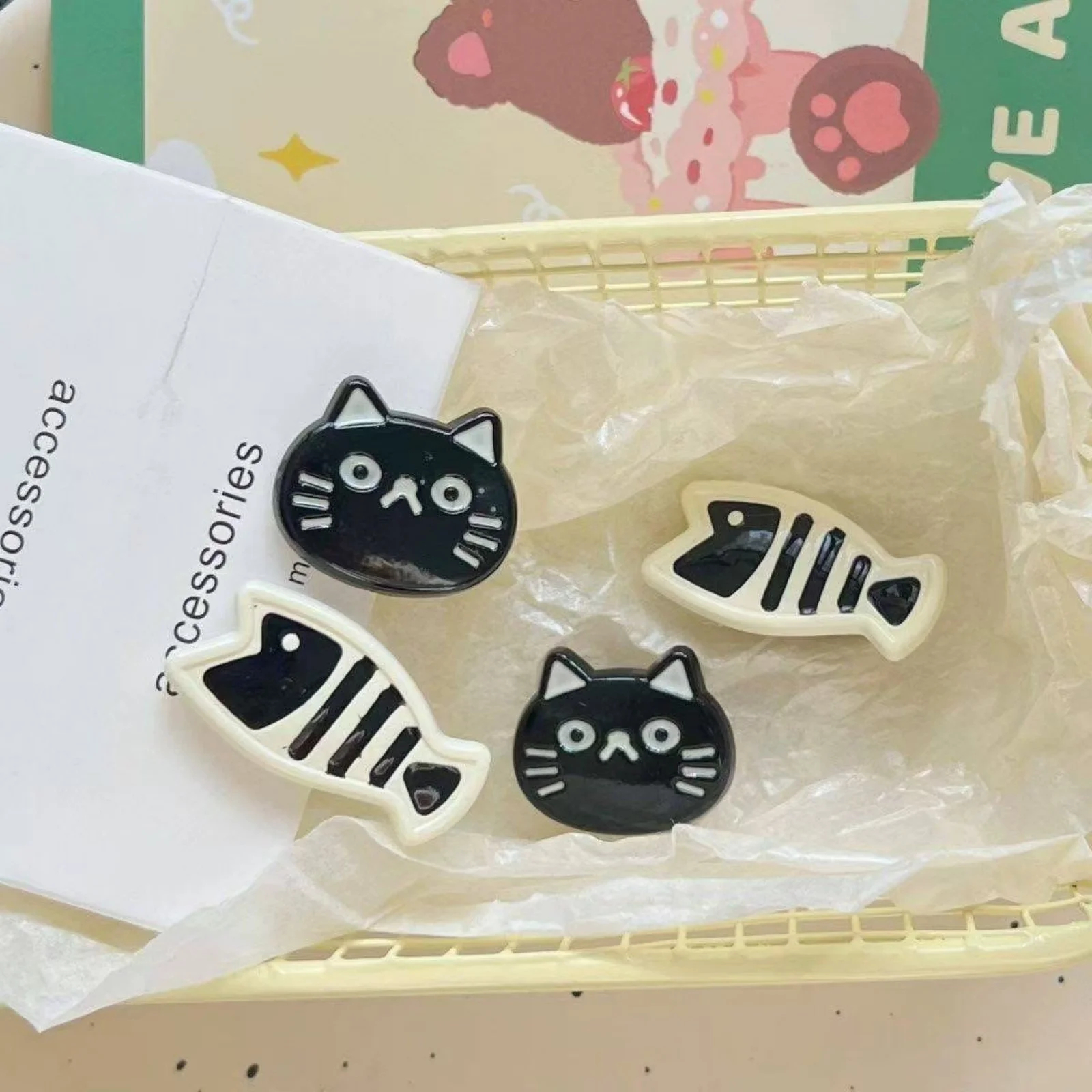 Fish and Cat Mini Hair Clip Set - Ice Cream Cake