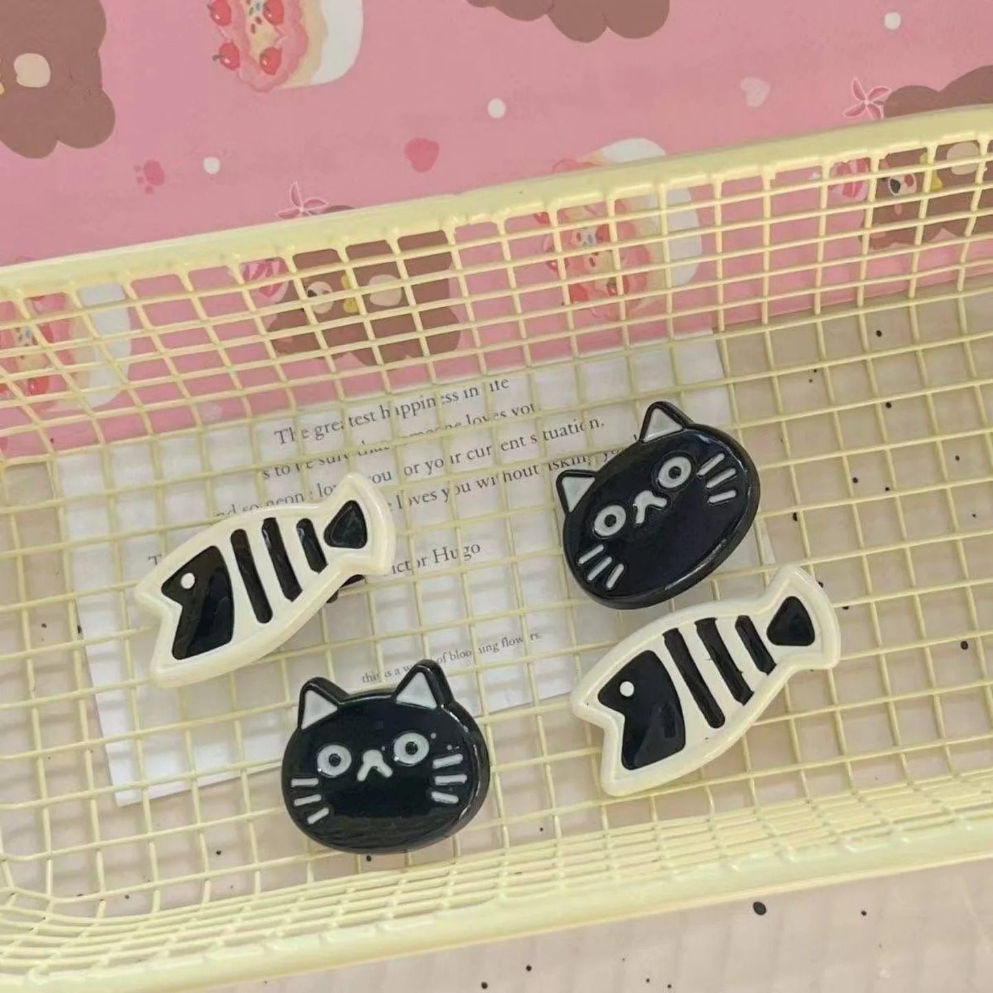Fish and Cat Mini Hair Clip Set - Ice Cream Cake