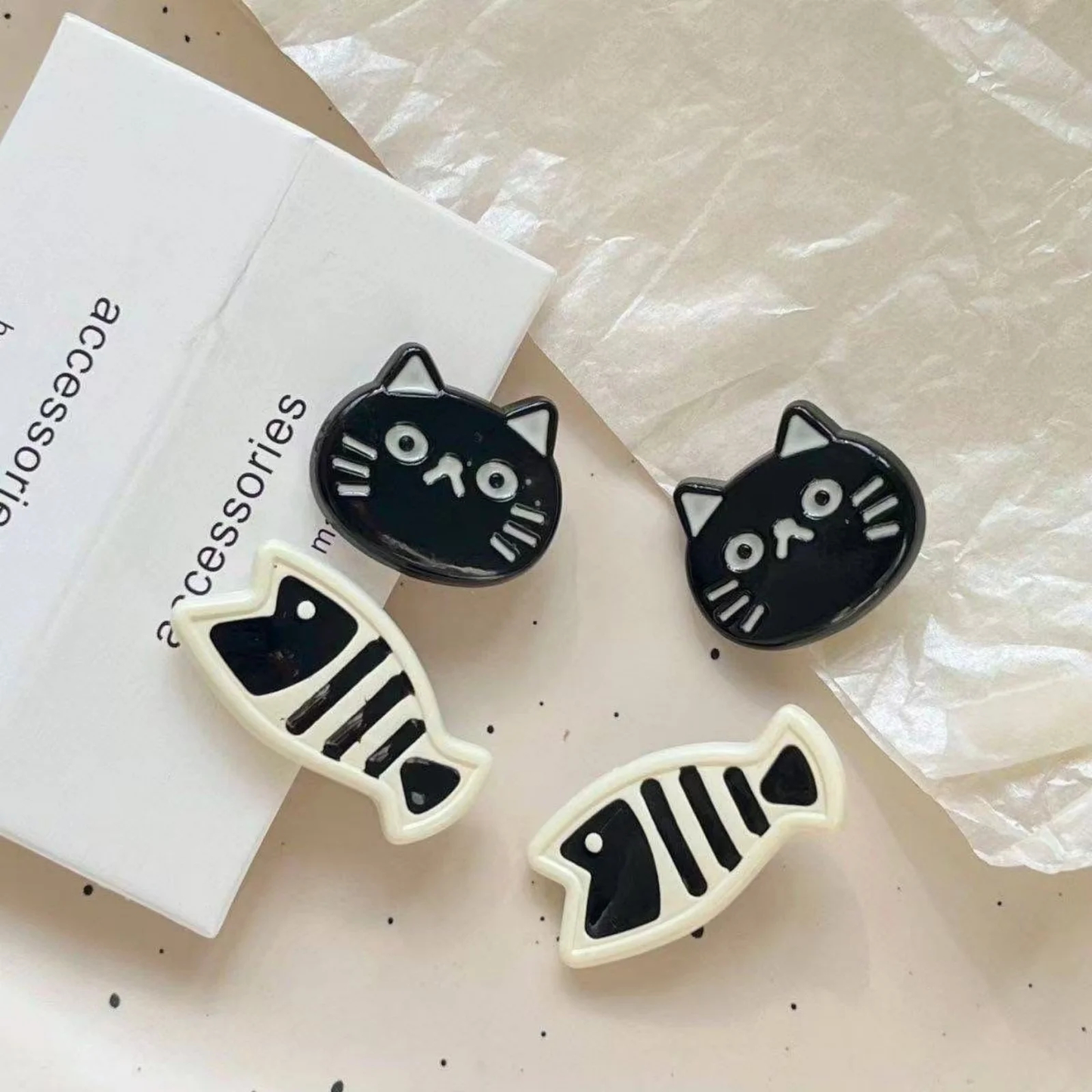 Fish and Cat Mini Hair Clip Set - Ice Cream Cake