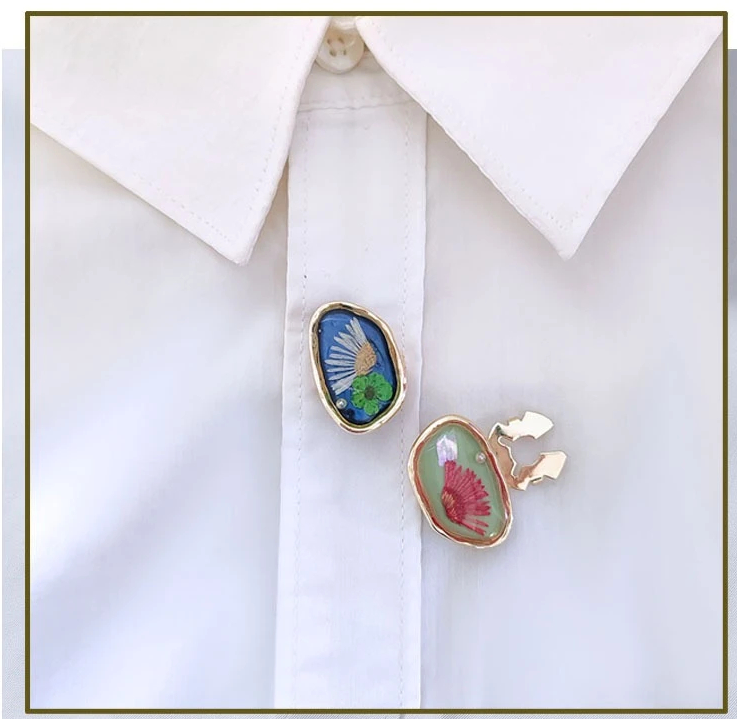 Dried Flower Button Studs Cover Set (2 pcs) - Ice Cream Cake