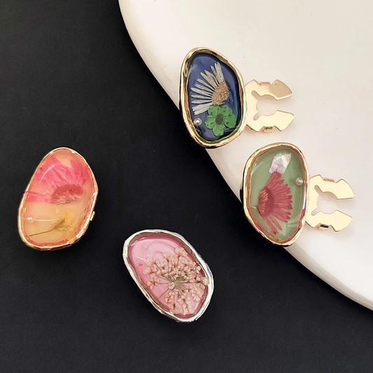 Dried Flower Button Studs Cover Set (2 pcs) - Ice Cream Cake