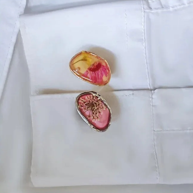 Dried Flower Button Studs Cover Set (2 pcs) - Ice Cream Cake