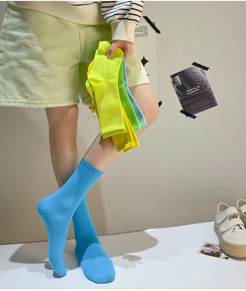 Pop Colour Rib Crew Socks (33 colours)